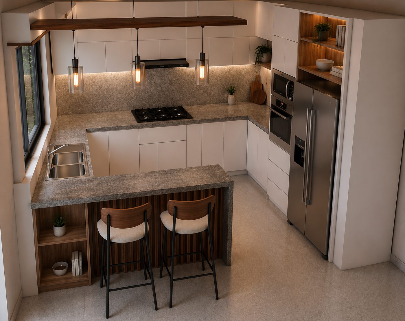 Cocina en península — Melamina